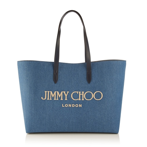 NWT✨Jimmy Choo Canvas Logo Denim Tote Bag - Picture 1 of 2